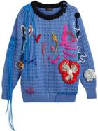Burberry Embellished Wool Lace Sweater - Blue