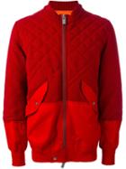 Sacai Panelled Bomber Jacket, Men's, Size: 4, Red, Cotton/polyester/cupro/wool