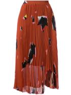 Proenza Schouler Pleated Embroidered Midi Skirt - Yellow & Orange