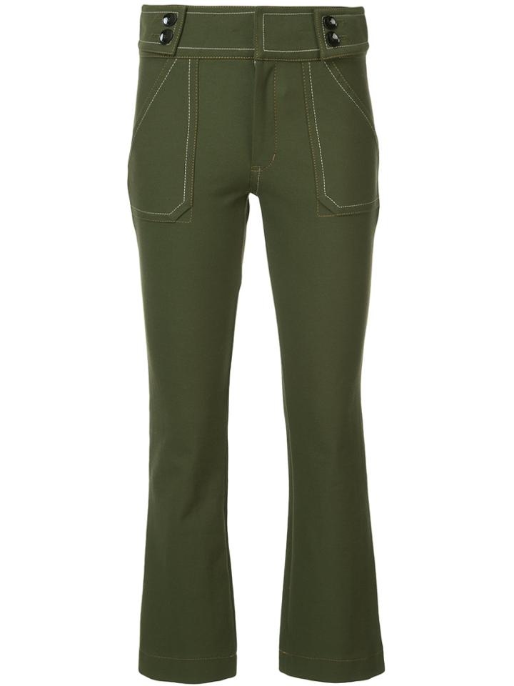 Derek Lam 10 Crosby Utility Cropped Flare Trouser - Green