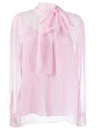 Valentino Sheer Pussy Bow Blouse - Pink