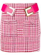 Elisabetta Franchi Houndstooth Knitted Mini Skirt - Pink
