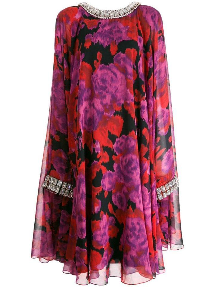 Richard Quinn Floral Flared Dress - Purple