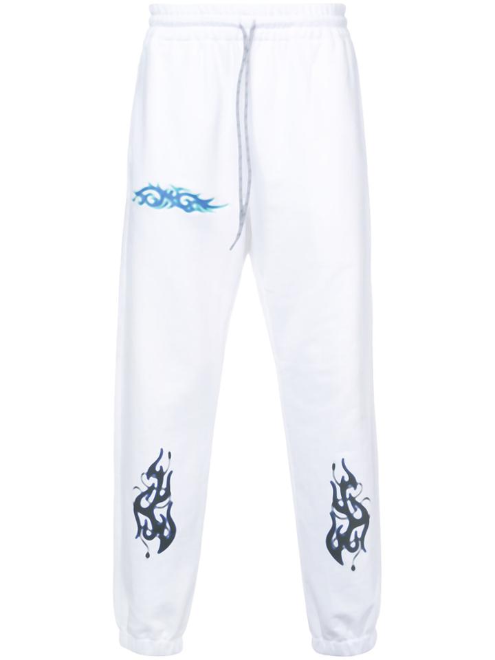 Rochambeau Flame Print Track Pants - White