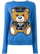 Moschino Biker Teddy Bear Jumper, Women's, Size: Xs, Blue, Virgin Wool