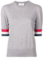 Thom Browne Rwb Cuff Fine Merino Tee - Grey
