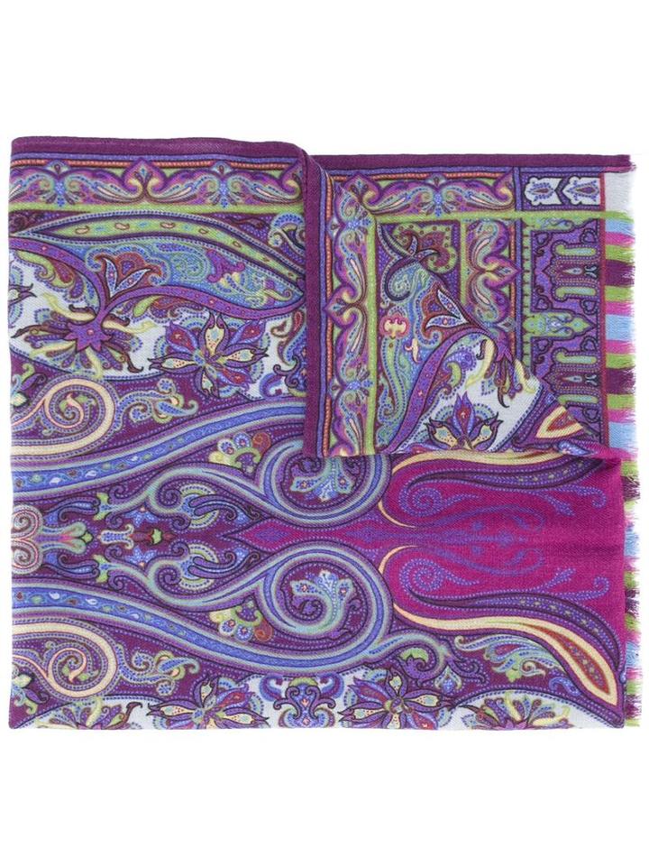 Etro Printed Scarf, Women's, Pink/purple, Silk/wool