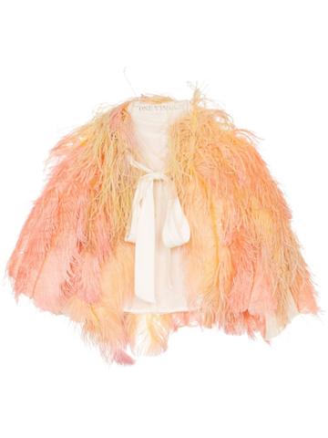 One Vintage Ostrich Feather Tie Cape - Orange