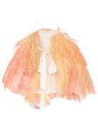 One Vintage Ostrich Feather Tie Cape - Orange