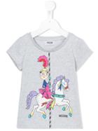 Moschino Kids Carousel Print T-shirt, Girl's, Size: 10 Yrs, Grey
