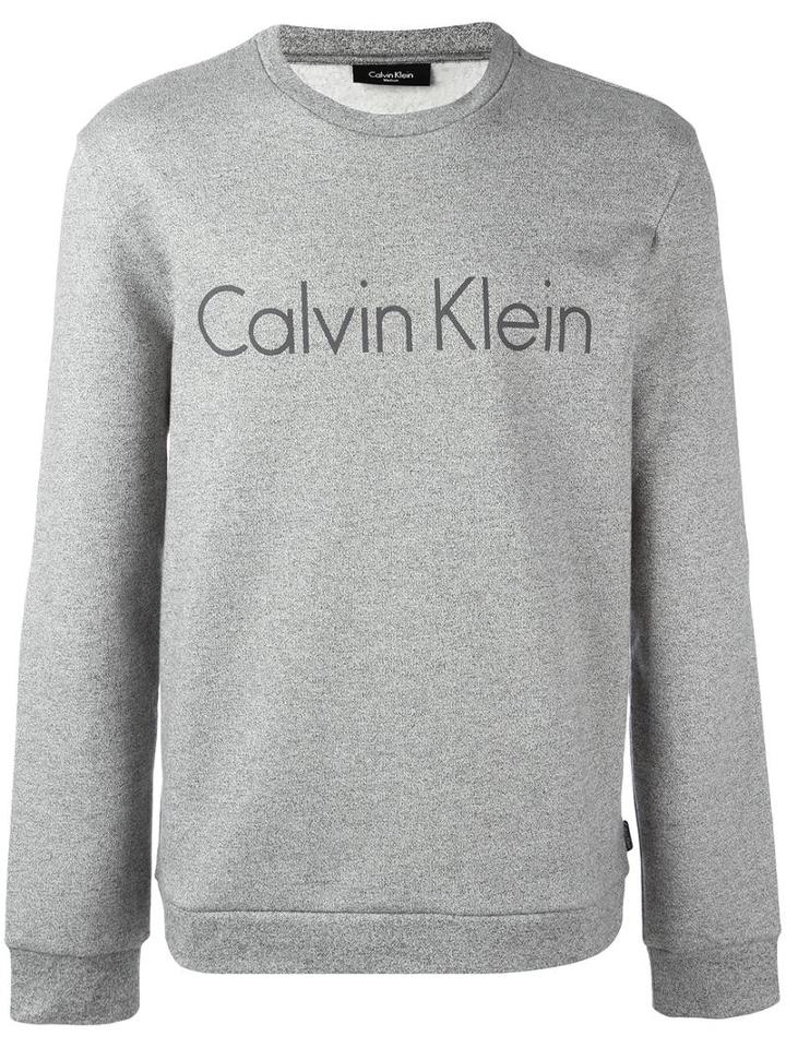 Calvin Klein Logo Print Sweatshirt, Men's, Size: Large, Grey, Cotton/polyester