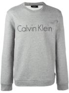 Calvin Klein Logo Print Sweatshirt, Men's, Size: Large, Grey, Cotton/polyester