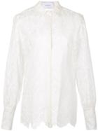 Marchesa Embroidered Sheer Shirt - White
