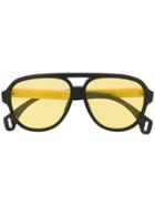 Gucci Eyewear Logo Aviator Sunglasses - Black