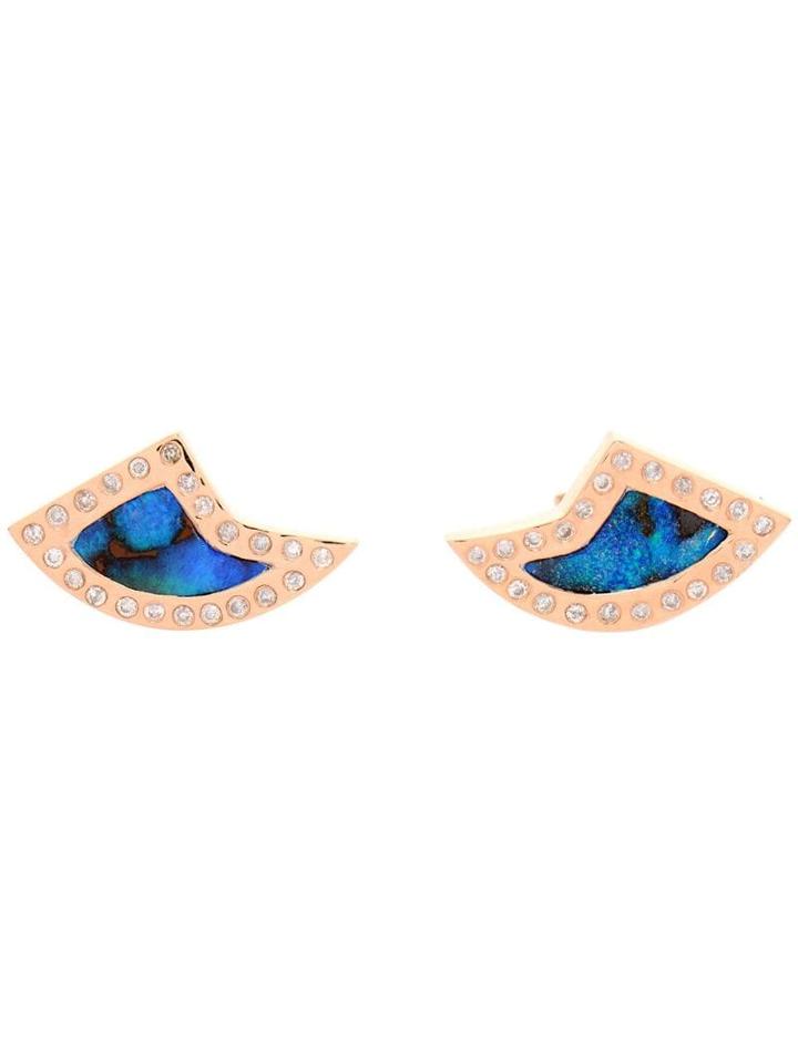 Dezso Opal And Diamond Shark Fin Earrings - Blue