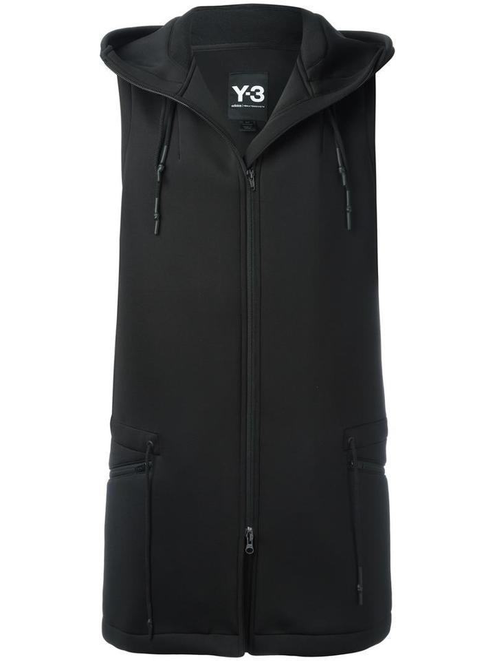 Y-3 Sleeveless Hooded Jacket, Men's, Size: Medium, Black, Polyester/spandex/elastane