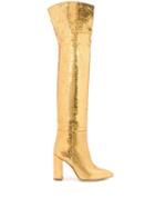 Paris Texas Snakeskin Print Boots - Gold