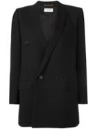 Saint Laurent Double Breasted Blazer, Women's, Size: 38, Black, Virgin Wool/cotton/silk