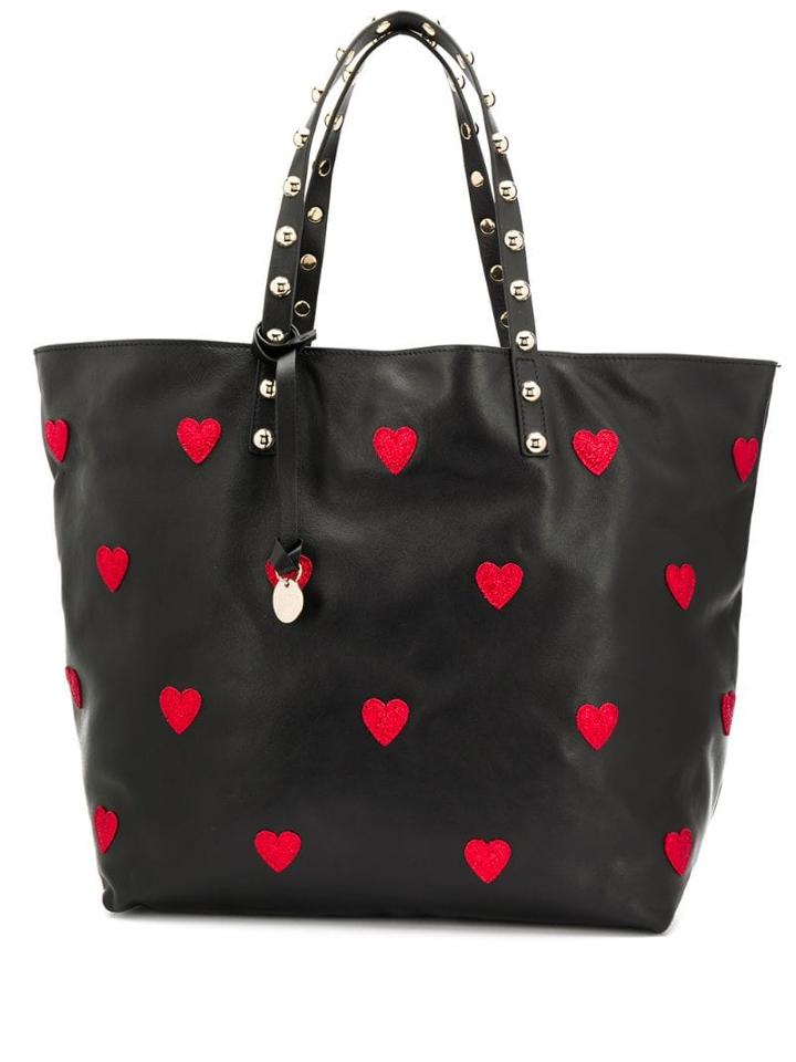Red Valentino Red(v) Heart Appliqué Tote - Black