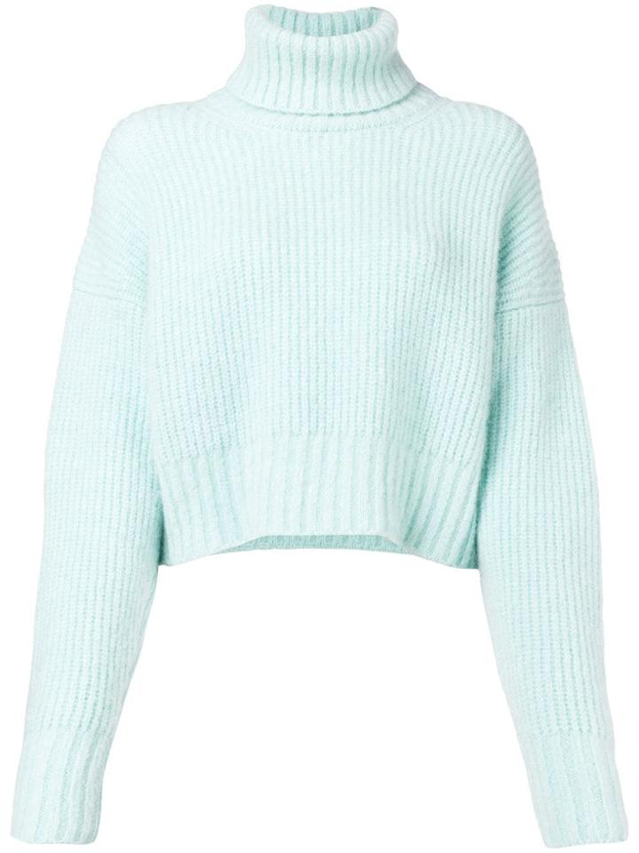 Each X Other Fluffy Cropped Turtleneck Sweater - Blue