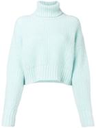 Each X Other Fluffy Cropped Turtleneck Sweater - Blue