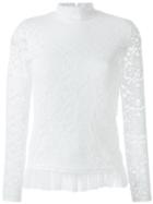 Guild Prime Floral Lace High-neck Blouse, Women's, Size: 36, White, Cotton/nylon/polyurethane