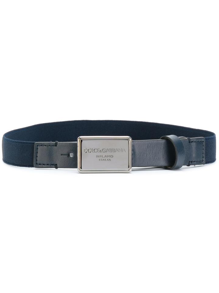Dolce & Gabbana Kids - Branded Buckle Belt - Men - Leather/polyester/spandex/elastane - L, Blue