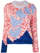 Burberry Contrast Knit Jumper - Red