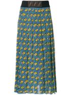 Fendi Heart Padlock Pleated Skirt - Blue