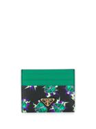 Prada Heart Print Card Holder - Green