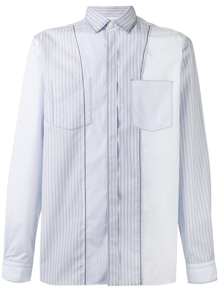 Lanvin - Pinstripe Seam Pattern Shirt - Men - Cotton - 39, Blue, Cotton