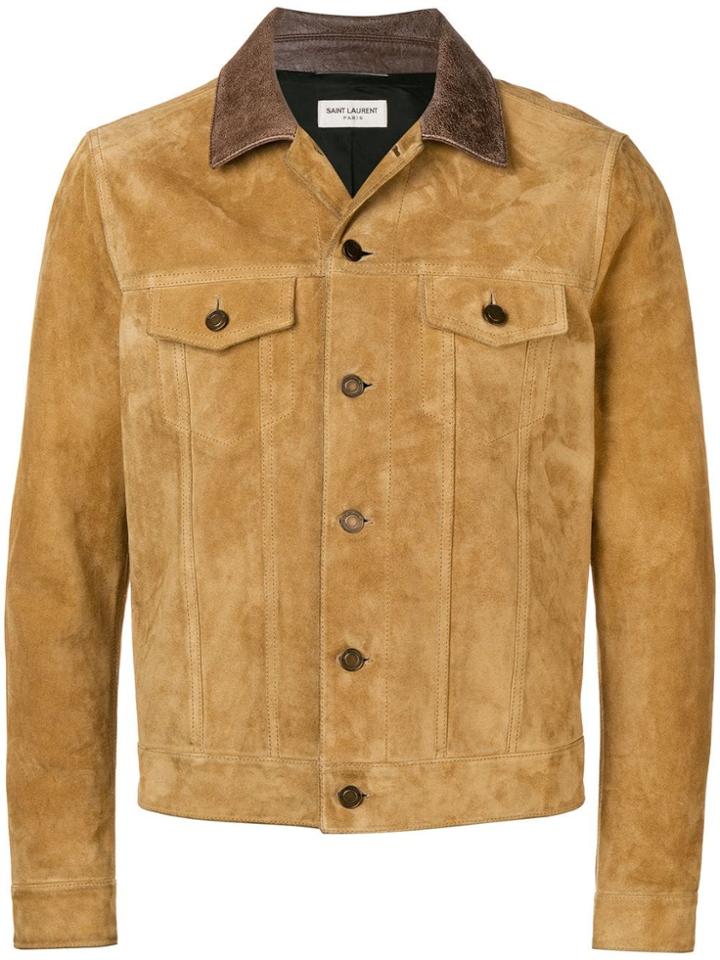 Saint Laurent Faded Biker Jacket - Neutrals