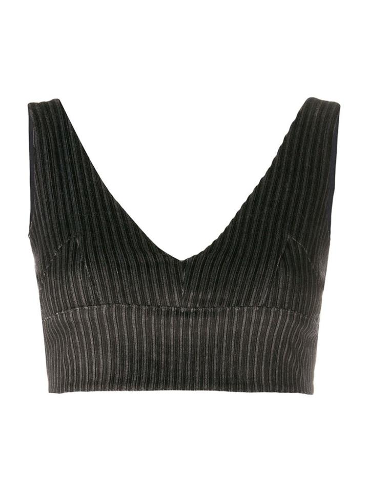 Rokh Corduroy Cropped Top - Black
