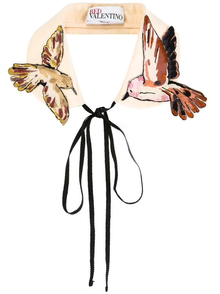 Red Valentino Bird Patches Detachable Collar, Women's, Nude/neutrals, Cotton/silk/viscose