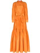 Carolina Herrera Tiered Maxi Shirt Dress - Orange