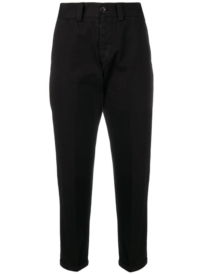 Pt01 Drop Crotch Cropped Trousers - Black