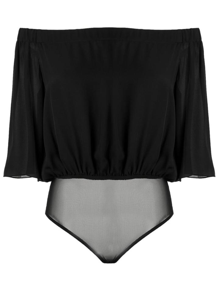 Andrea Marques Off Shoulder Bodysuit, Women's, Size: 38, Black, Silk