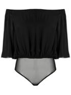 Andrea Marques Off Shoulder Bodysuit, Women's, Size: 38, Black, Silk