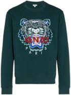 Kenzo Tiger Embroidered Cotton Sweatshirt - Green