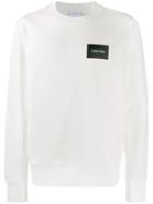 Calvin Klein Logo Print Crew Neck Sweatshirt - White