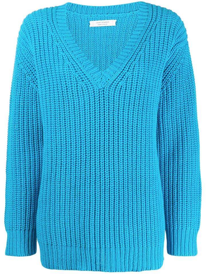 Chinti & Parker V-neck Jumper - Blue