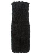 Proenza Schouler Sleeveless Lamb Fur Coat, Women's, Size: 6, Black, Lamb Skin