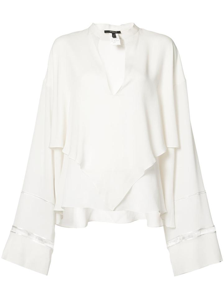 Derek Lam - Elongated Sleeves V-neck Blouse - Women - Silk - 40, White, Silk