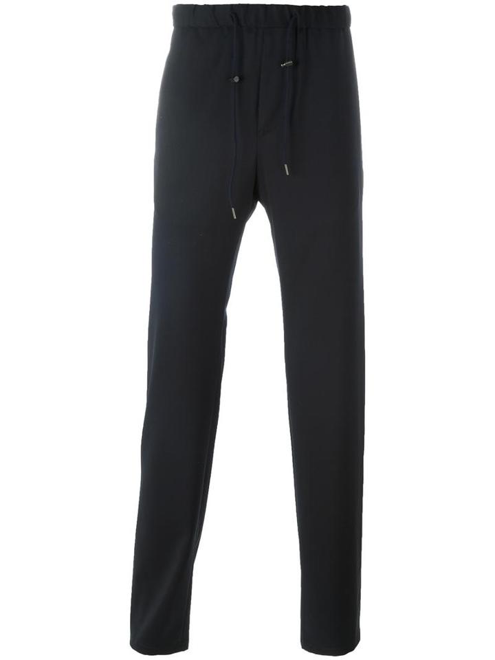 Emporio Armani Drawstring Track Pants, Men's, Size: 48, Blue, Virgin Wool