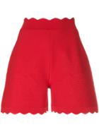 Alexander Mcqueen Scalloped Hem Shorts - Red