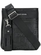 Versace Jeans Logo Zipped Shoulder Bag - Black