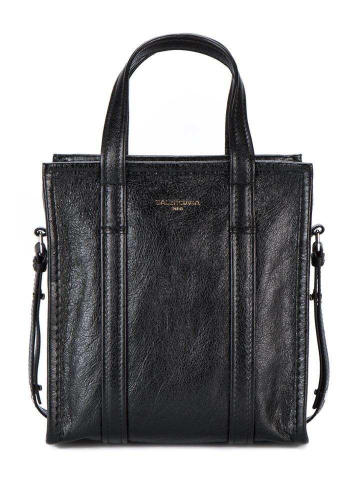 Balenciaga Black Leather Bazar Shopper Xs