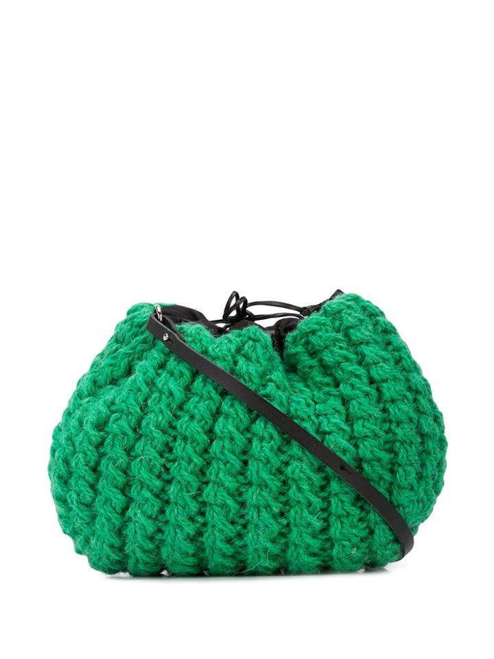 Muun Leather-trimmed Straw Tote - Green