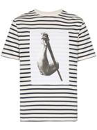 Jw Anderson Durer Arm Print Breton Stripe Cotton T Shirt - White