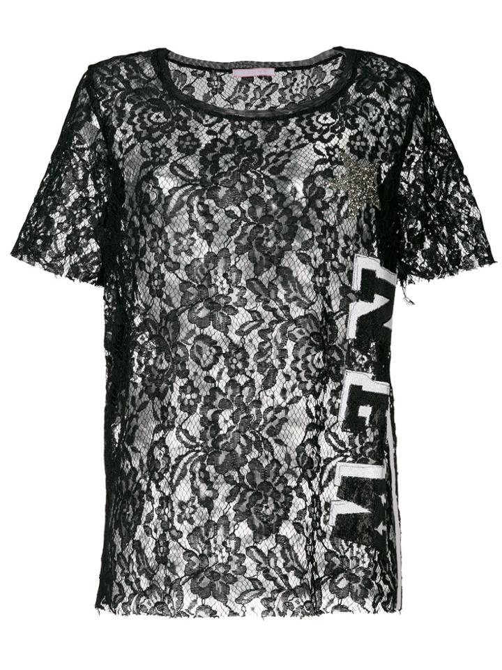 Femme By Michele Rossi Lace T-shirt - Black